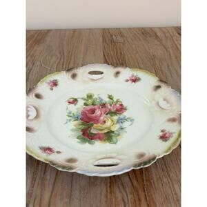Vintage German Porcelain Floral Serving Dish Collectible Plate Hand Painted